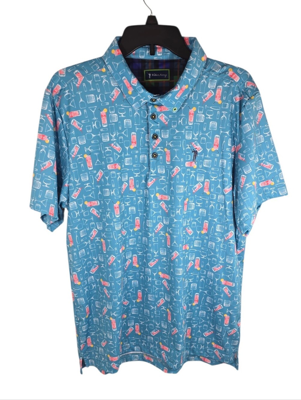 {William Murray} Men's Golf Polo Shirt Medium Azalea Cocktail Drinks - SIZE L